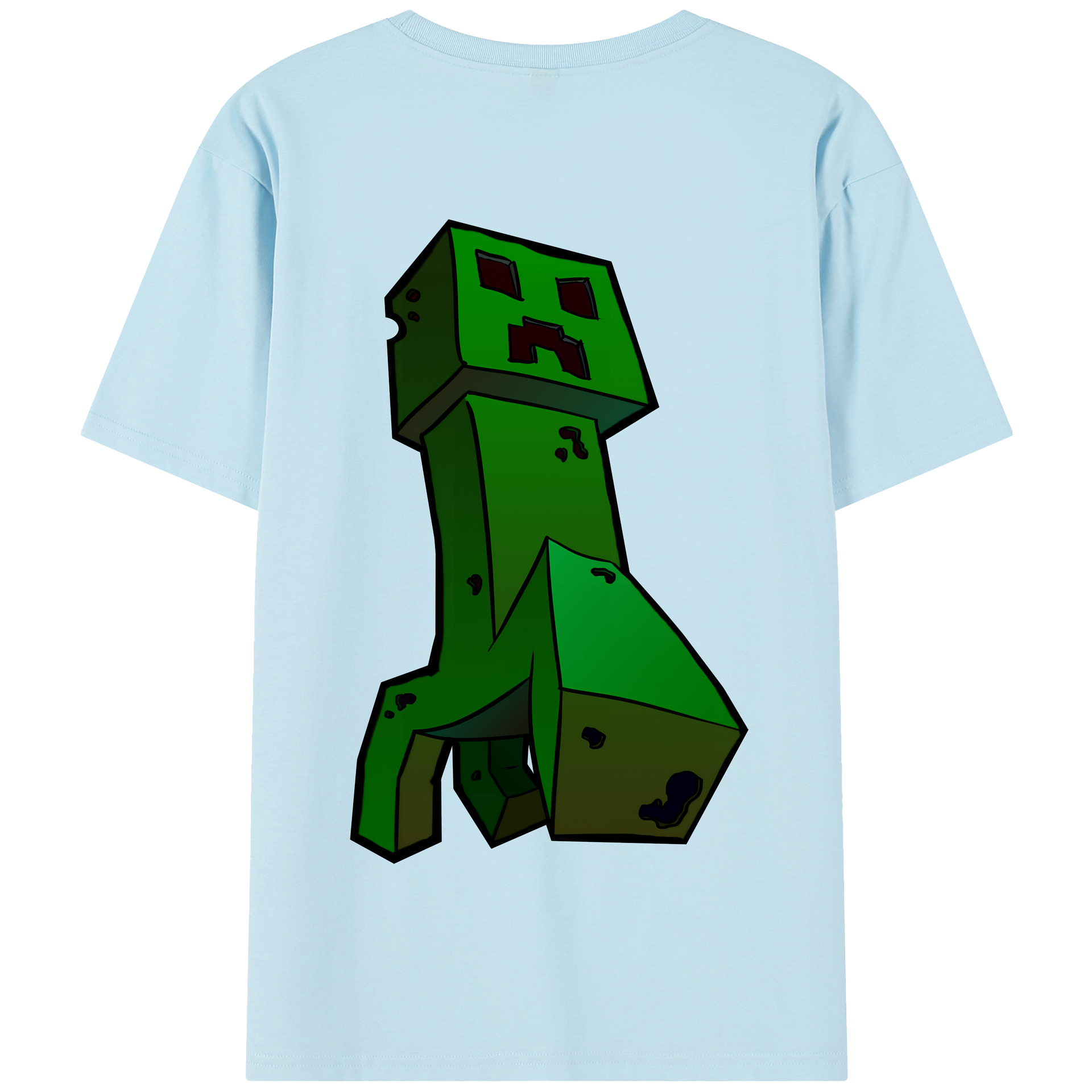 （画像用） マインクラフト ブロックの世界 Minecraft MC Block world 綿100％半袖Tシャツ（背面プリント）